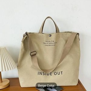 Casual large shoulder bag in beige colour